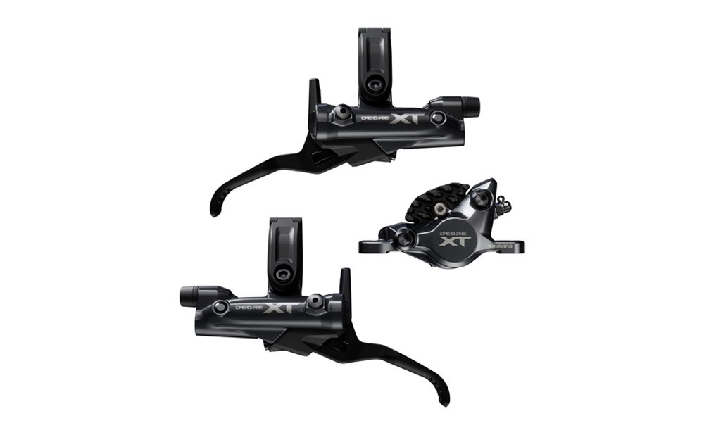 Shimano BR-M8200/BL-M8200 XT 2 pot bled brake levers and callipers, front and rear Set
